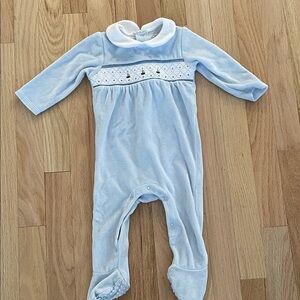 Marks and Spencer smocked footie. 9-12 mo velour